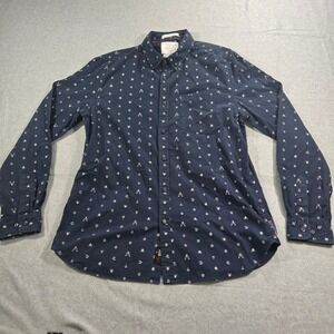 Travellers Collection On The Road Mens Large Slim Fit Anchor Skull Shirt Navy